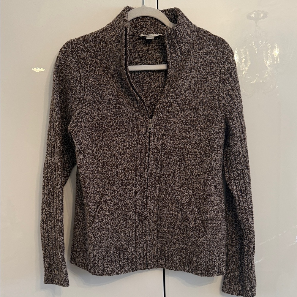 Pendleton Brown Marled Zip Cowl Sweater